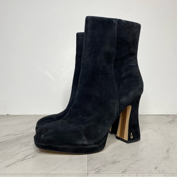 Sam Edelman Jaye Black Suede Heeled Bootie 8 1/2 M - Picture 15 of 15
